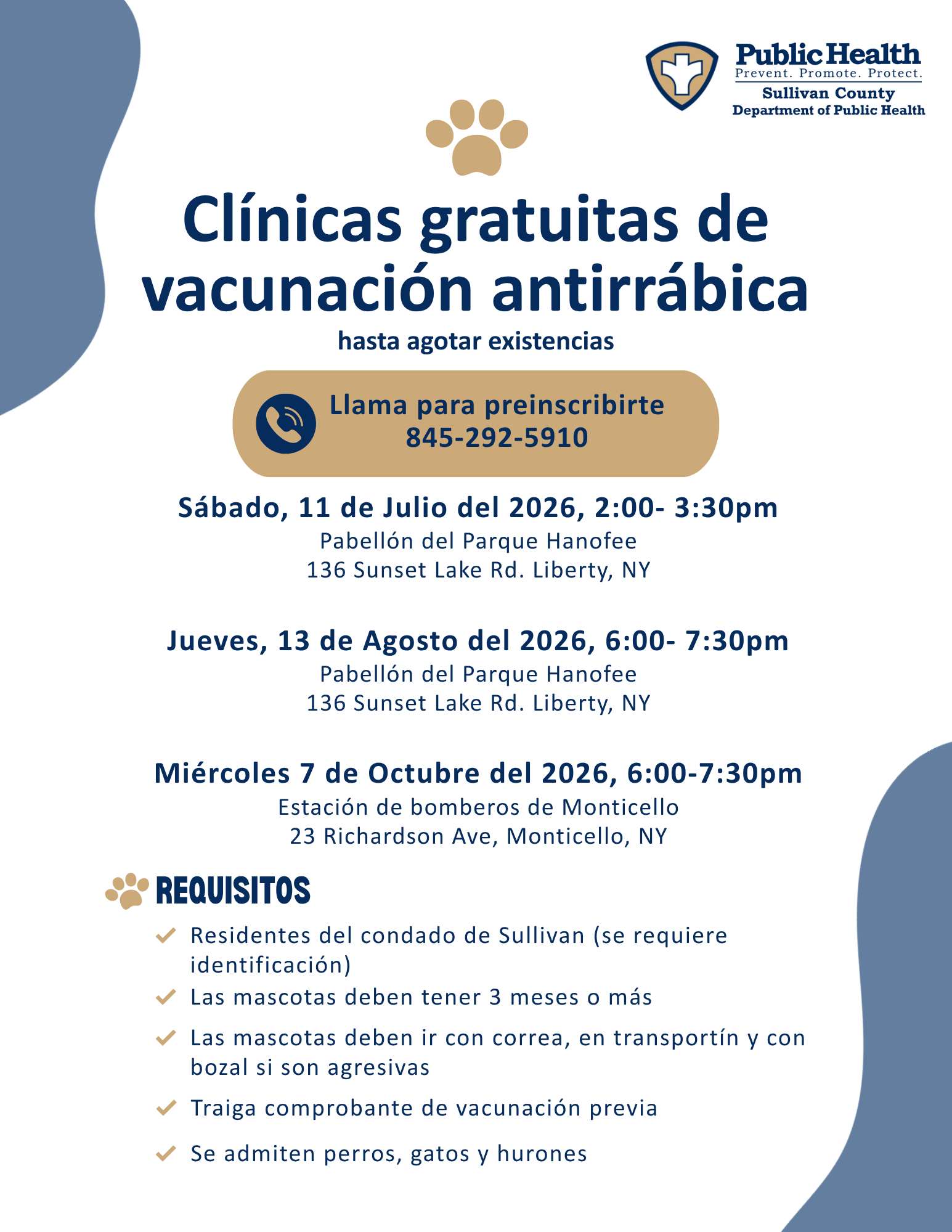 Clinicas grauitas de vacunacion antirrabica