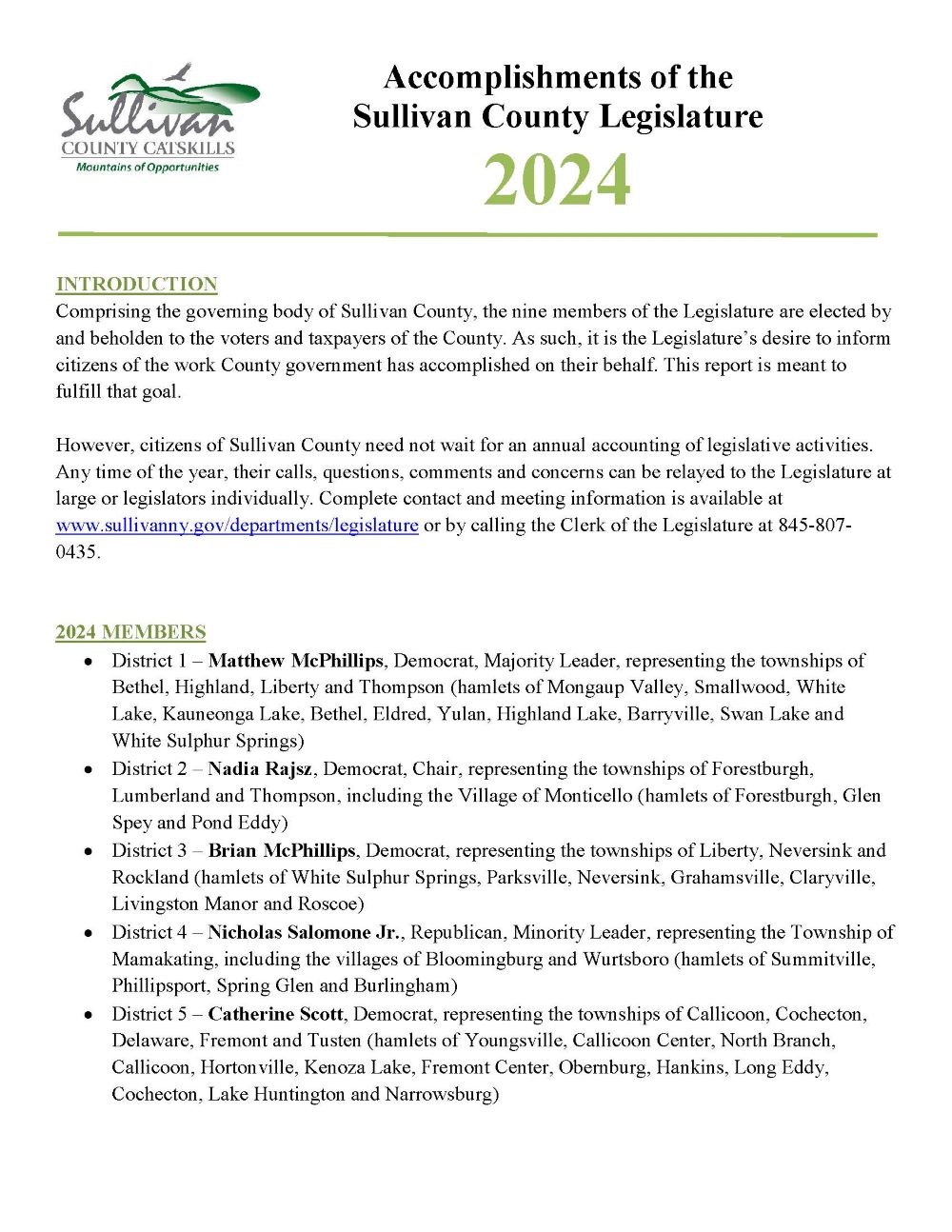 2024 Legislature Accomplishments, Page 1