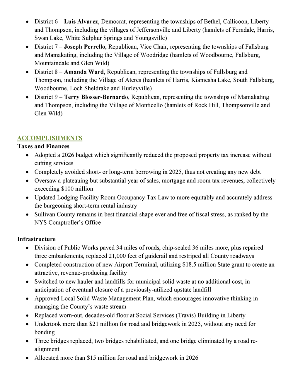 Accomplishments of the Sullivan County Legislature - Page 2