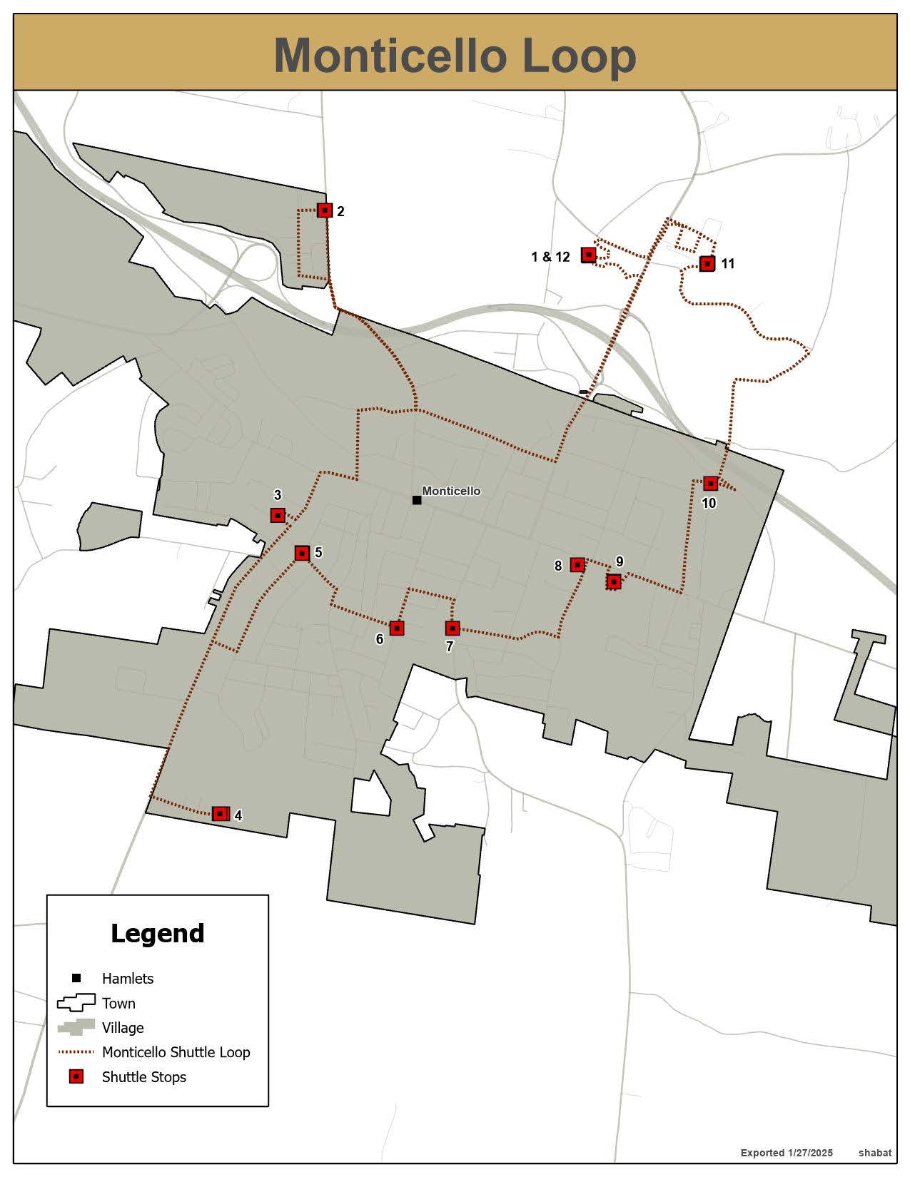 Monticello Shuttle Loop Map