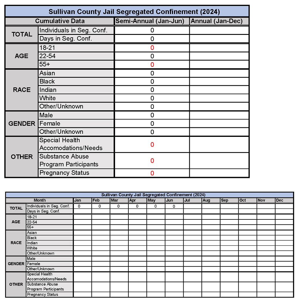 Segregated Confinement Facility Reporting 2024