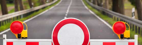 Road with construction sign