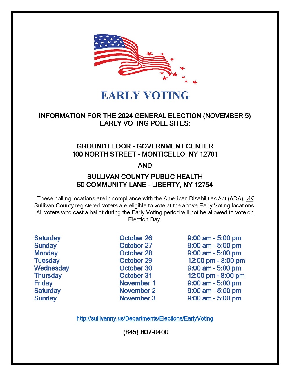 General Election Early Voting Flyer - ENGLISH