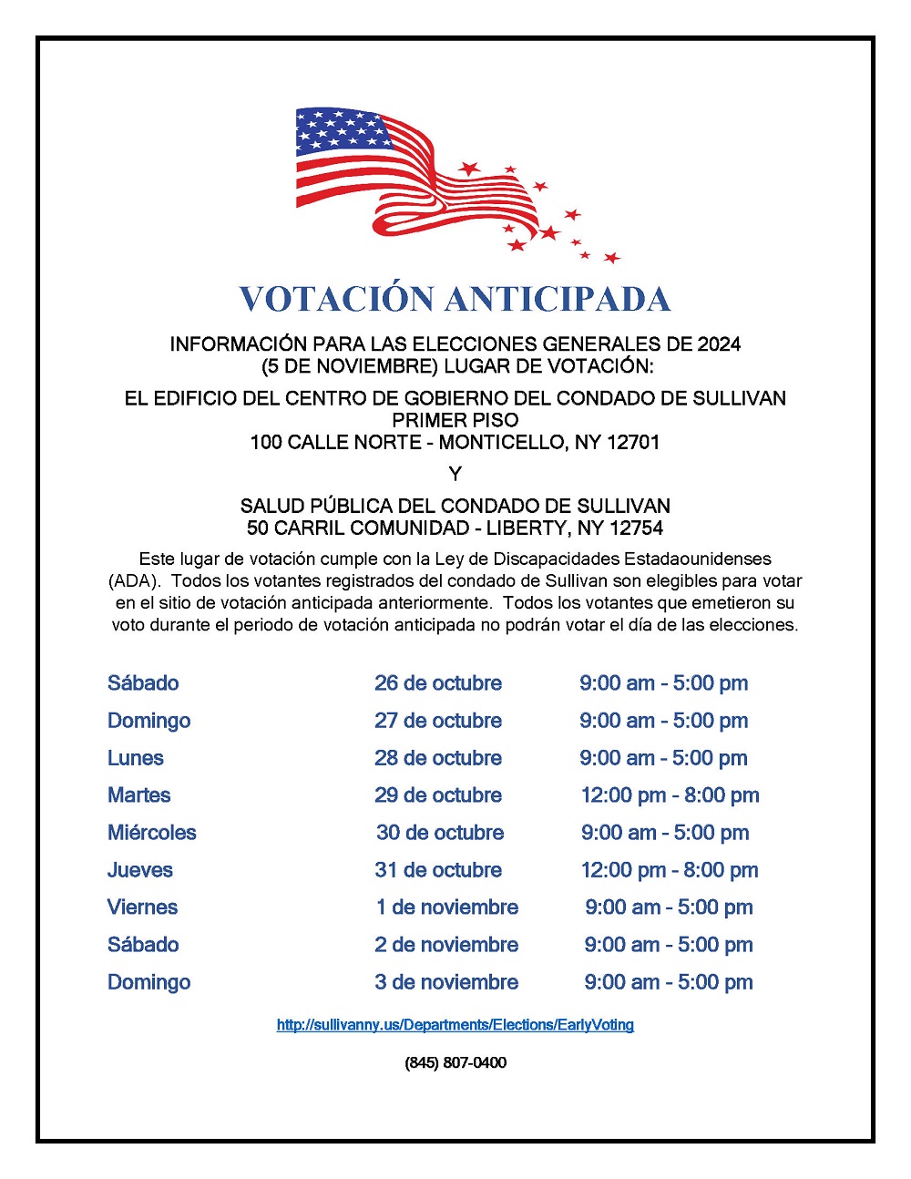 General Election Early Voting Flyer - ESPANOL