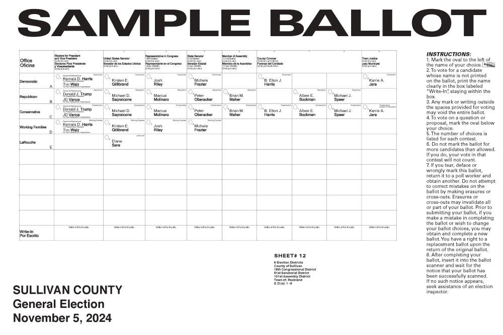 2024 Sample Ballot for Rockland