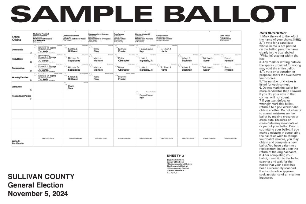 2024 Sample Ballot for Delaware