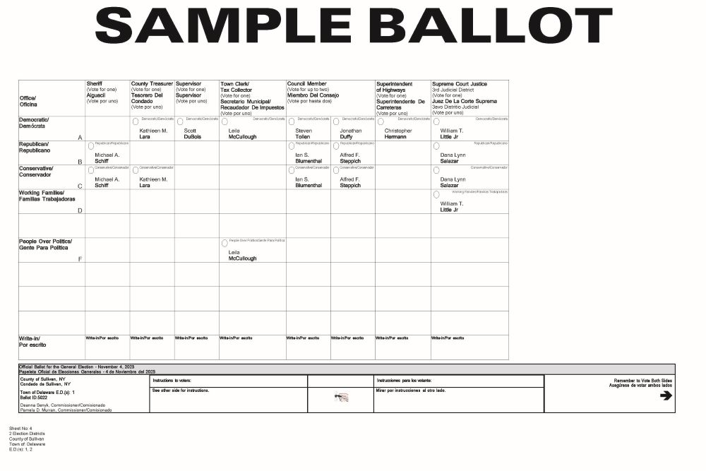 Delaware Sample Ballot - Page 1
