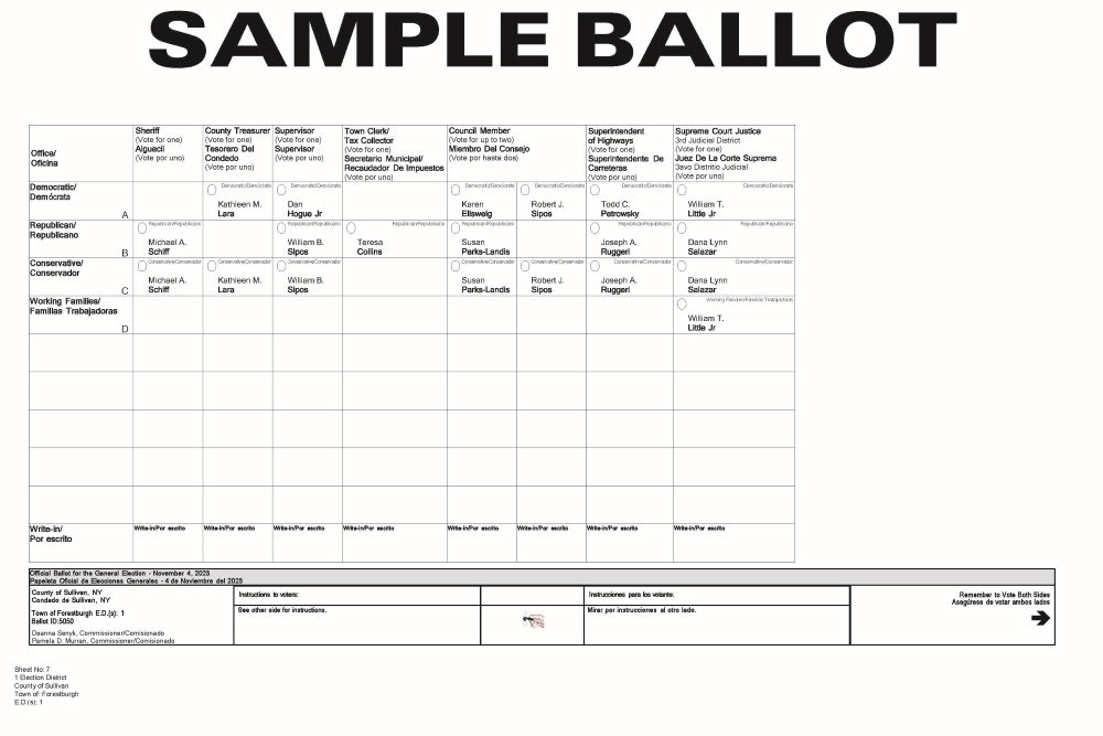 Forestburgh Sample Ballot - Page 1