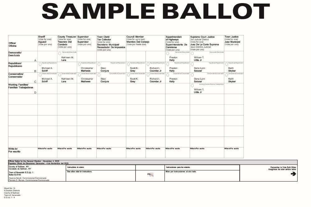 Neversink Sample Ballot - Page 1