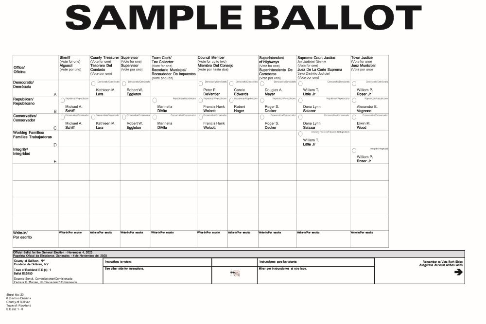 Rockland Sample Ballot - Page 1
