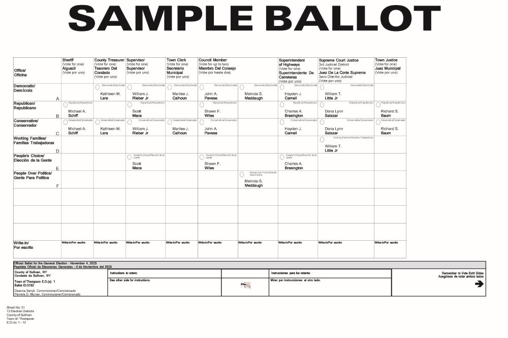 Thompson Sample Ballot - Page 1