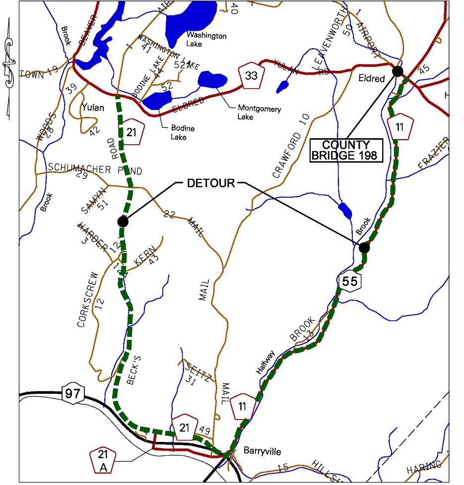 County Bridge 198 Detour Map