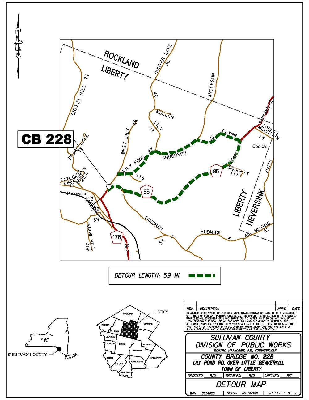 Parksville Bridge Detour Map